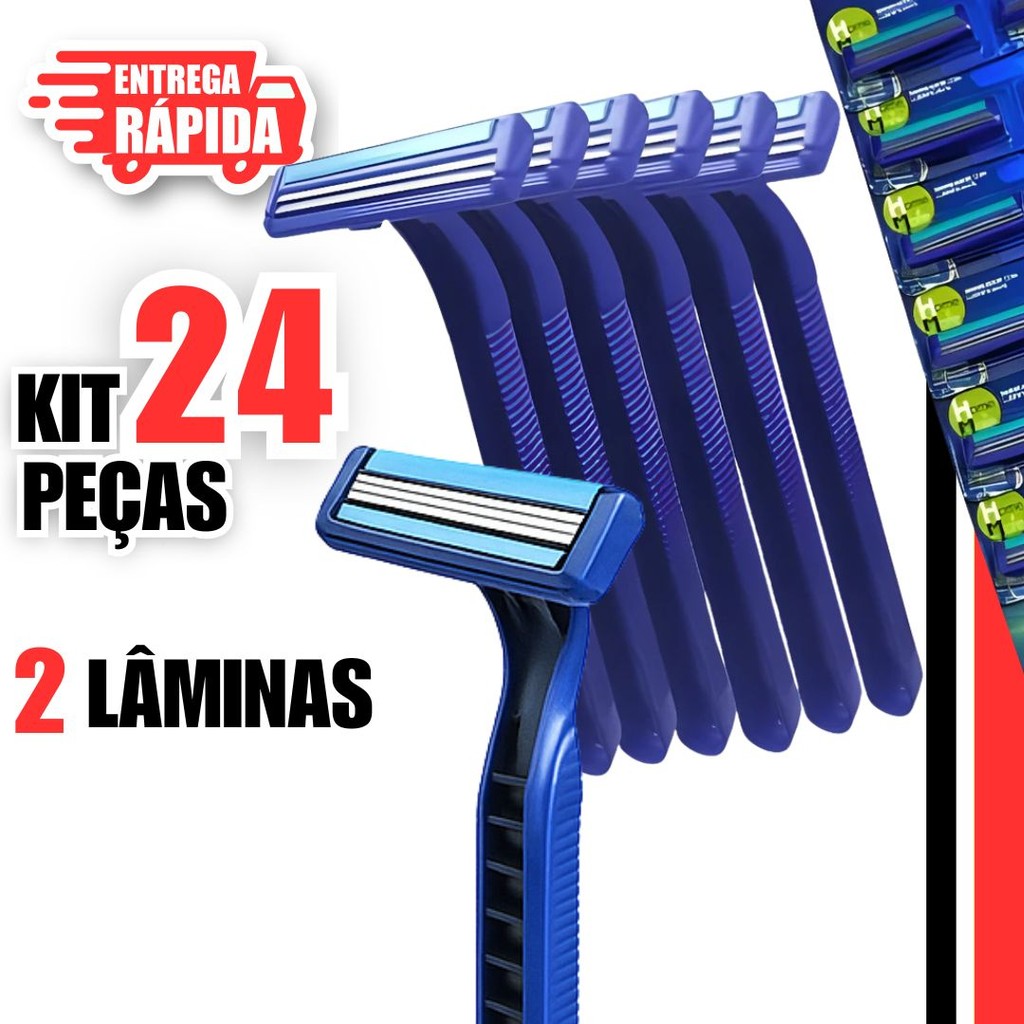 24 Prestobarba Aparelho de Barbear 2 Lâminas Com Fita Lubrificante Barbeado Descartável
