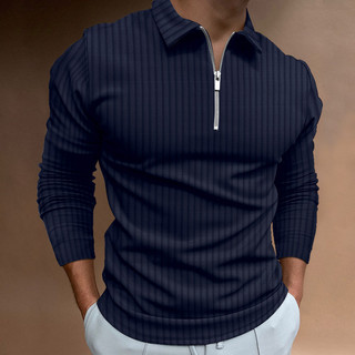 Nova camisa POLO masculina de manga comprida POLO3D impressão Digital moda Casual meio zíper