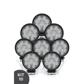 Farol Auxiliar de 42W com 9 LEDs Branco Frio 6000K Universal Alta Potência Motoristas Caminhonetes Carro