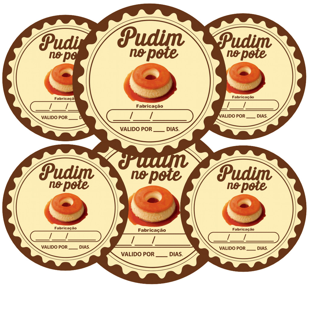 Rótulo para Pudim Gourmet 100 und 4x4 cm – Papel Couché – REF066 em Oferta na Shopee