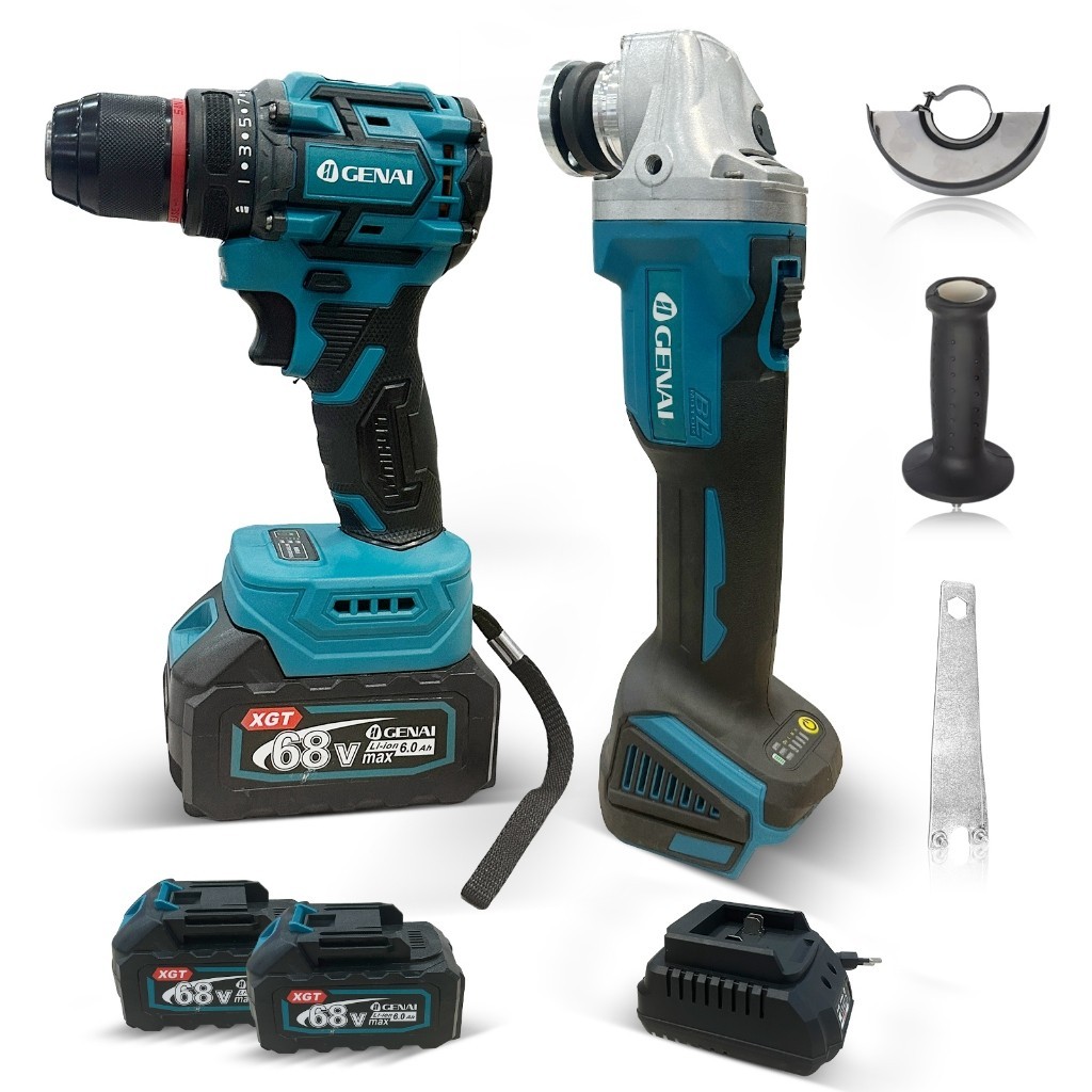 Kit 2 em1 Esmerilhadeira Sem Escovas Furadeira Elétrica 68V Com 2 Baterias em Oferta na Shopee