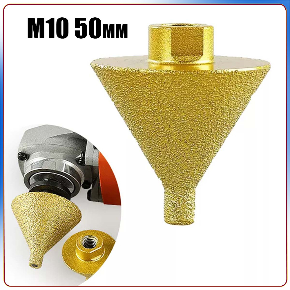 Broca de chanfro para esmeril angular M10 com serra copo 50 mm com adaptador roscado para azulejo/mármore/vidro/granito