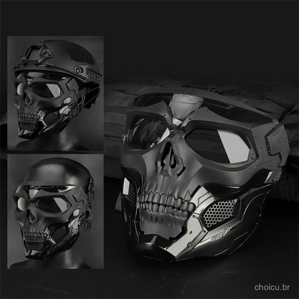 Máscara Tática de Airsoft Elétrica Máscara Protetora de Paintball Capacete Completo CS para Caça YPYL