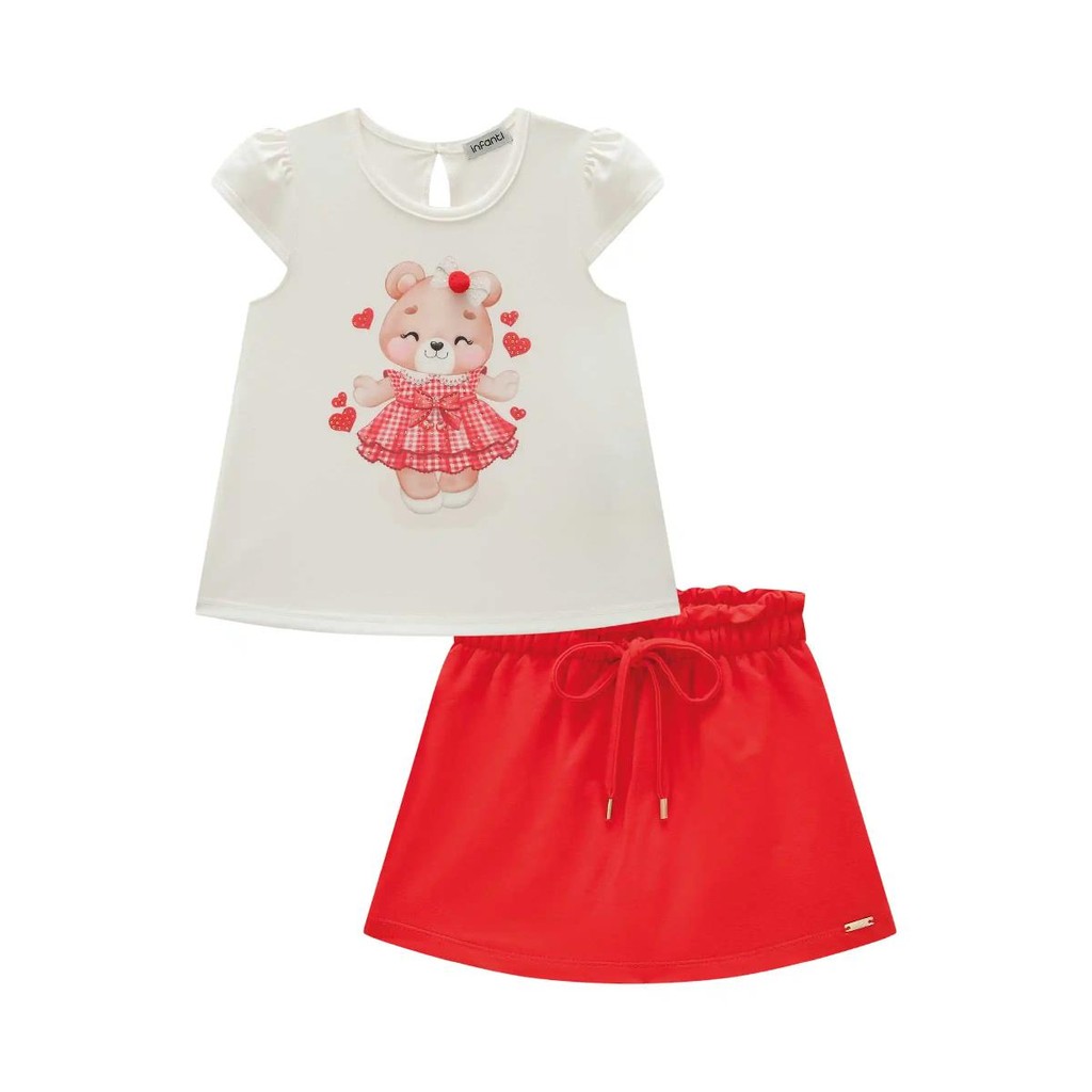 CONJ BLUSA SHORT SAIA INFANTI MENINA ESTILOSA CONFORTÁVEL