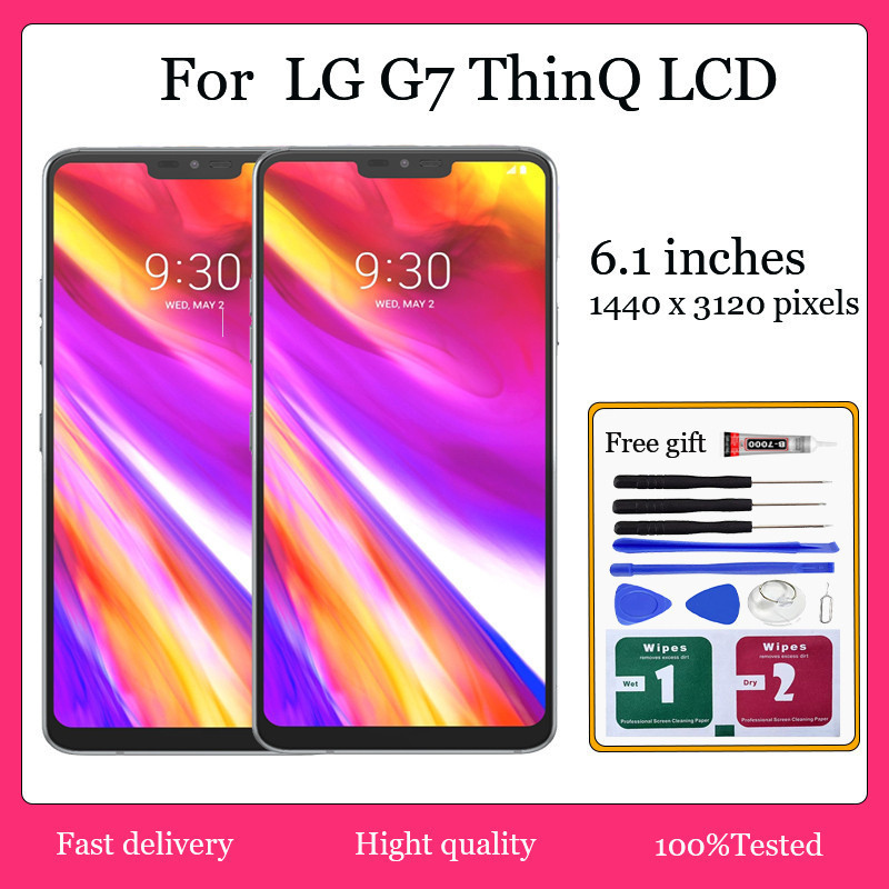 Para LG G7 ThinQ: Conjunto de Tela LCD Touch Screen com Moldura G710 FZRG QGRM Original
