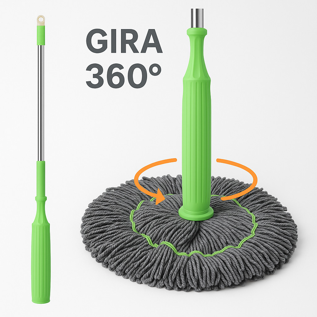 Esfregão Mop Automático 2 em 1 sistema giratório com desidratação ideal para limpeza de piso rápida