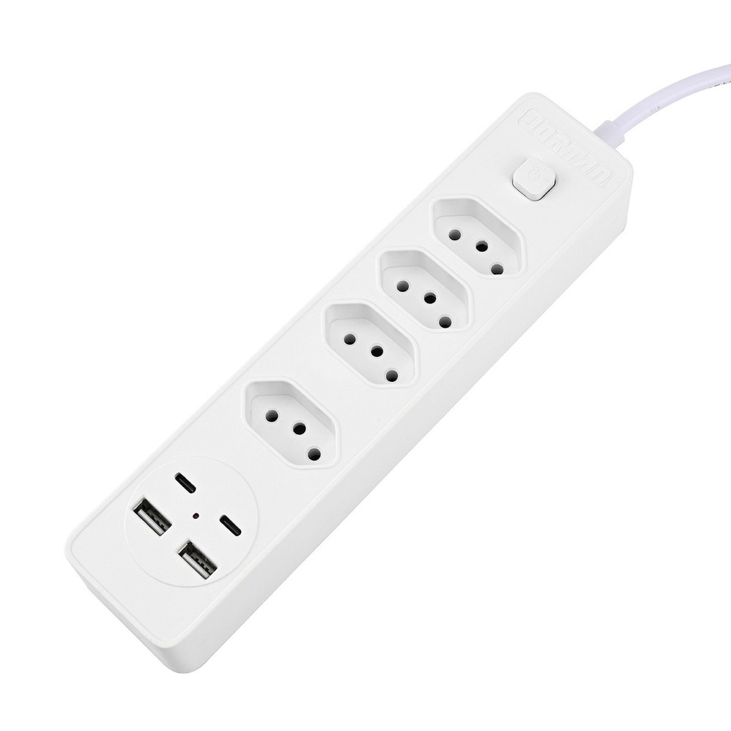 Filtro de linha Jortan de 2 m com 4 tomadas e proteção contra curto-circuito (DPS) 110/220V