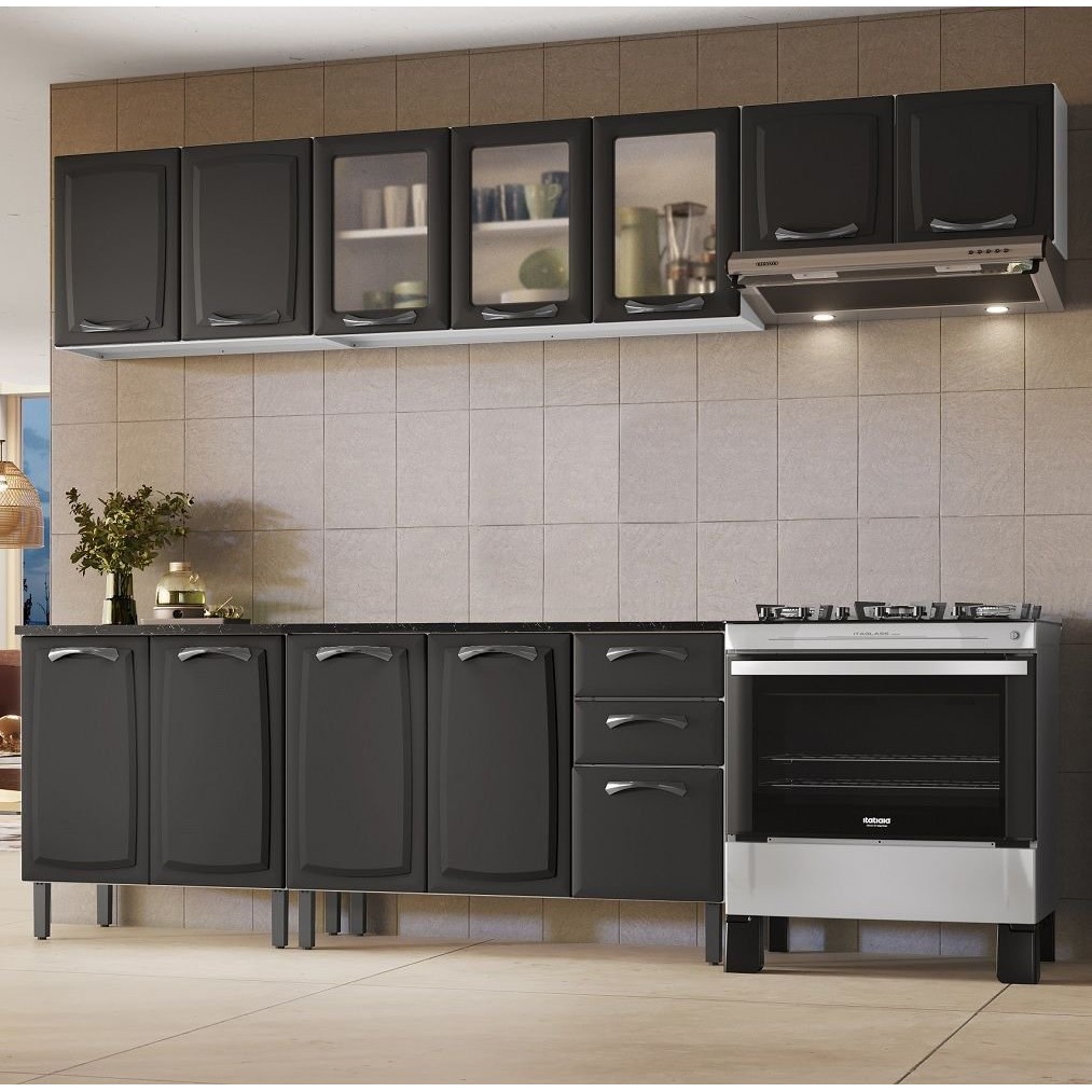 Cozinha Modulada em Aço 5 Peças 12 Portas 2 Gavetas em Aço New Premium Itatiaia em Oferta na Shopee