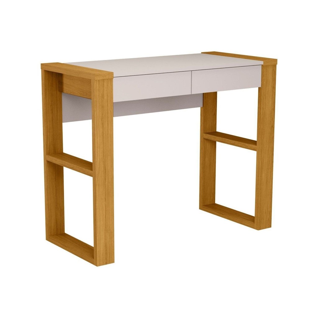 Escrivaninha Mesa Escritório 100% MDF 91cm Brisa Carvalho Oro/Off White em Oferta na Shopee