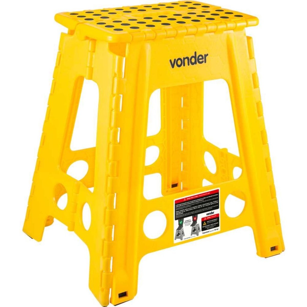 Banqueta Plástica Dobrável Amarela Altura 450 mm Vonder em Oferta na Shopee