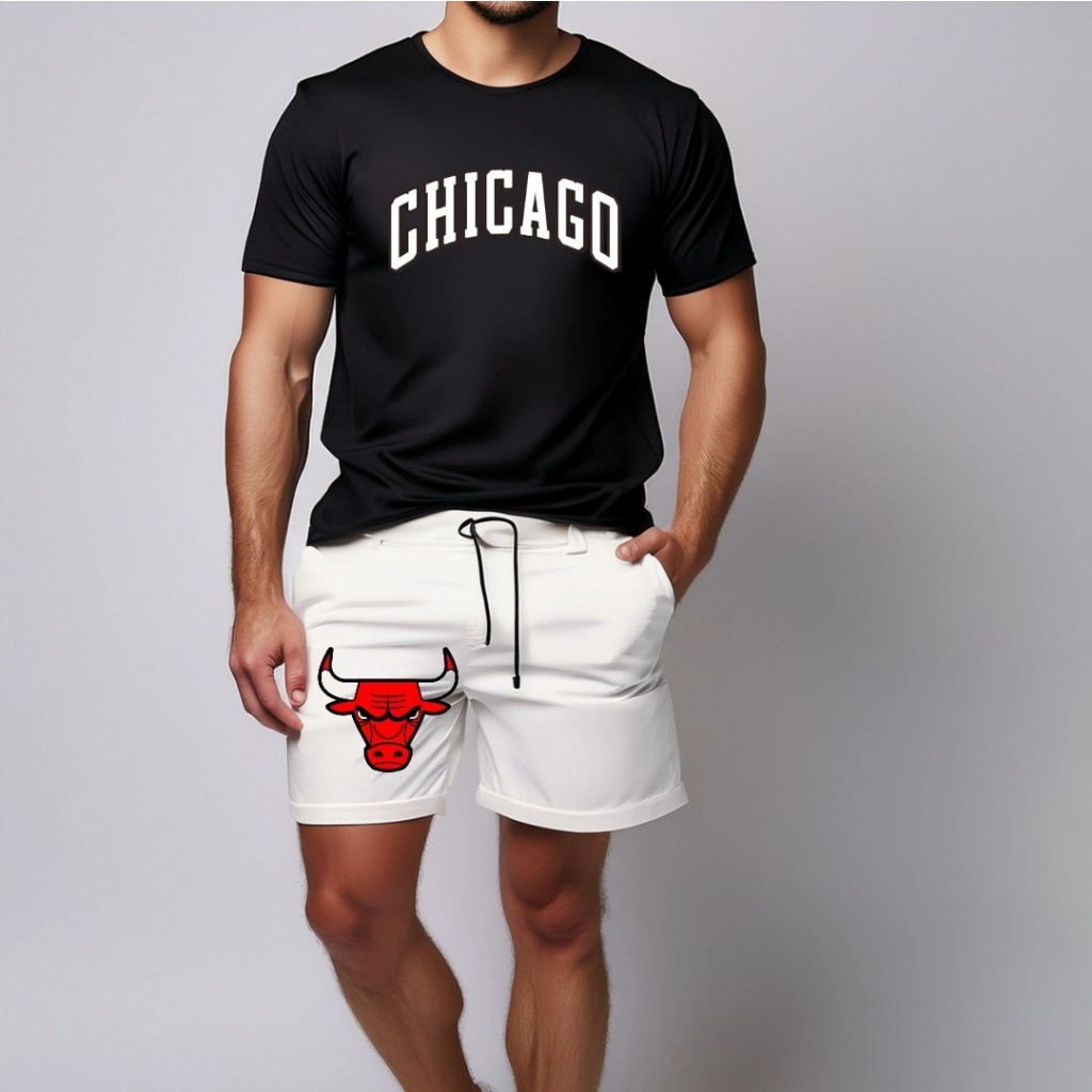 conjunto kit Camiseta camisa e Short Tectel Conjunto Masculino Chicago B SHORT E CAMISETA