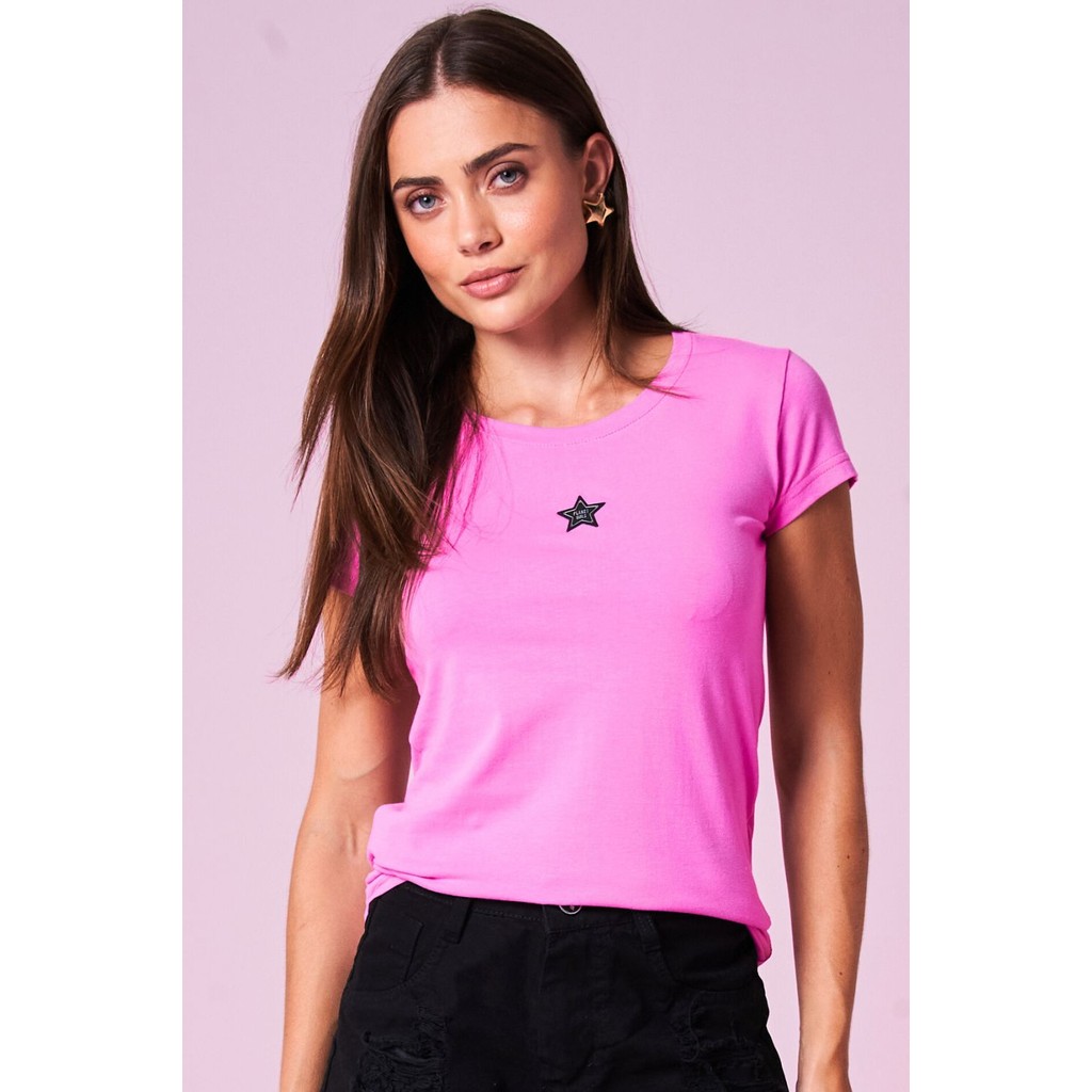 Camiseta Feminina Silk Logo Planet Girls Rosa em Oferta na Shopee