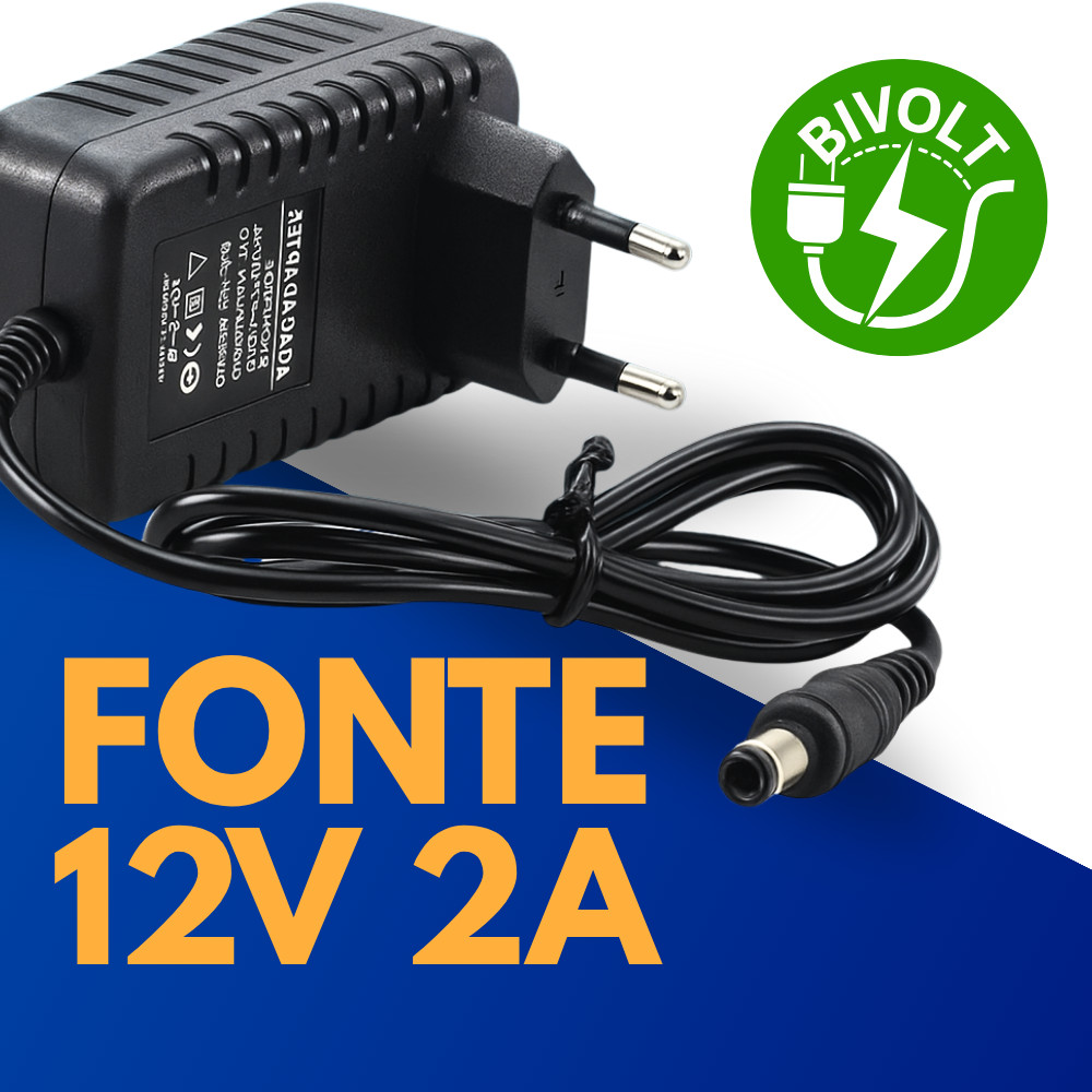 Fonte 12V2A Bivolt Estabilizada Alta Performance para Roteador Arduino Balança Digital Decodificador
