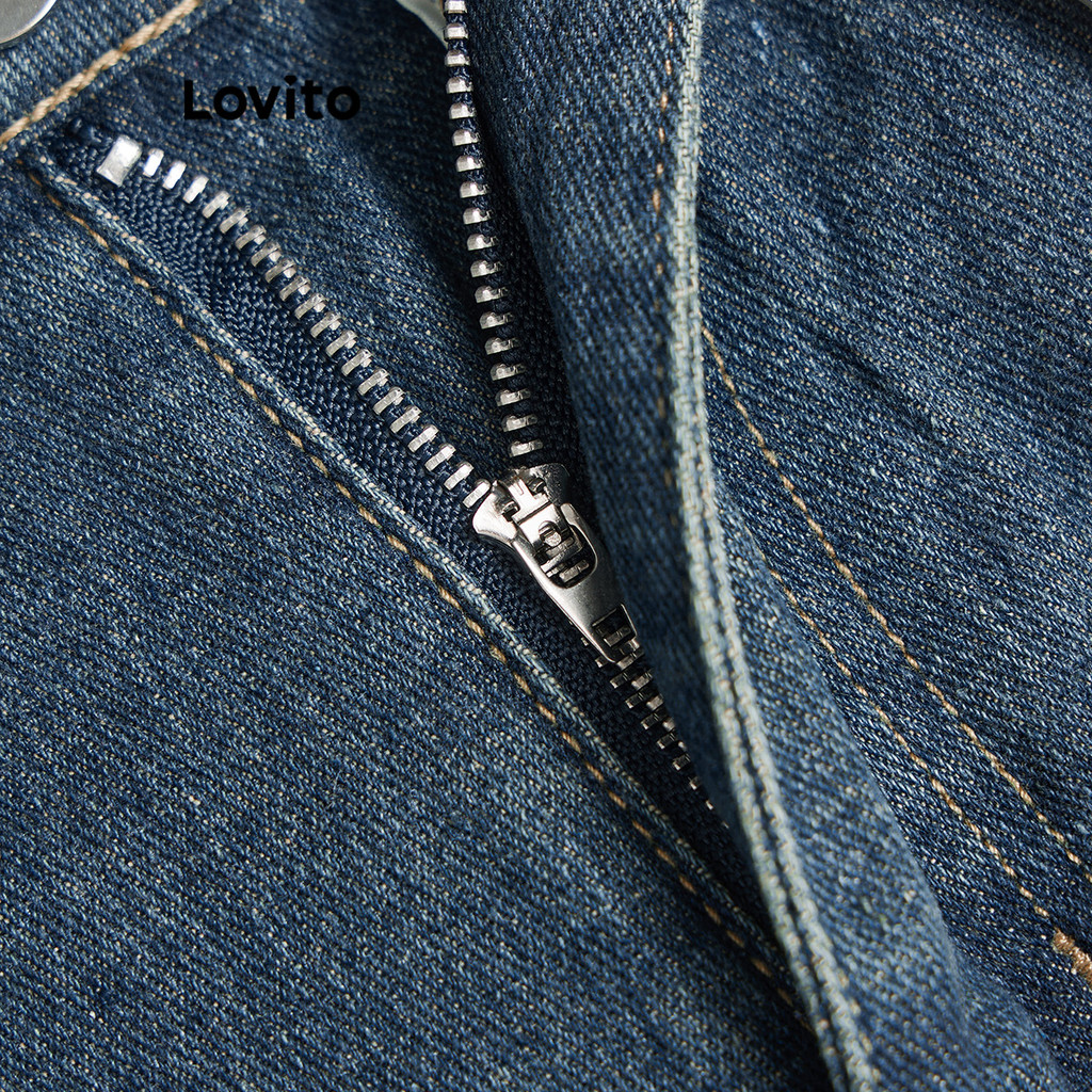 Detalhes do Lovito Short Jeans Feminino Casual com Bolso Liso Multicolorido L93AD053