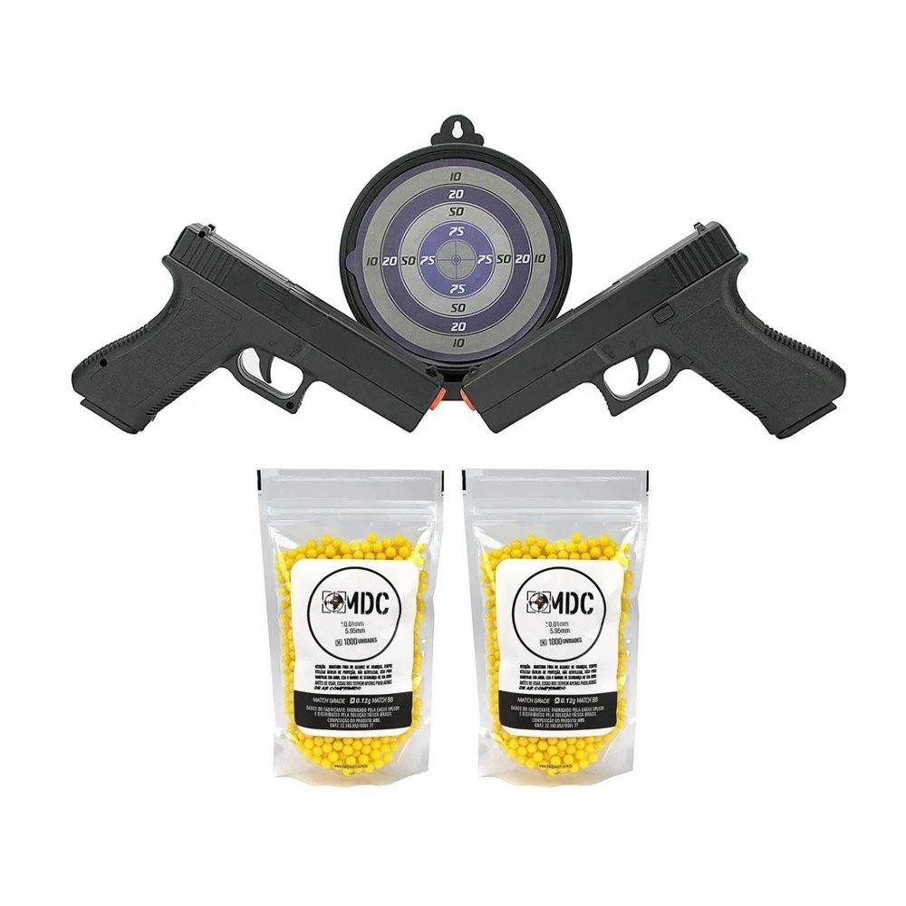 Kit 02 Pistolas Airsoft Spring Glock GK-V307 + Alvo + BBs em Oferta na Shopee