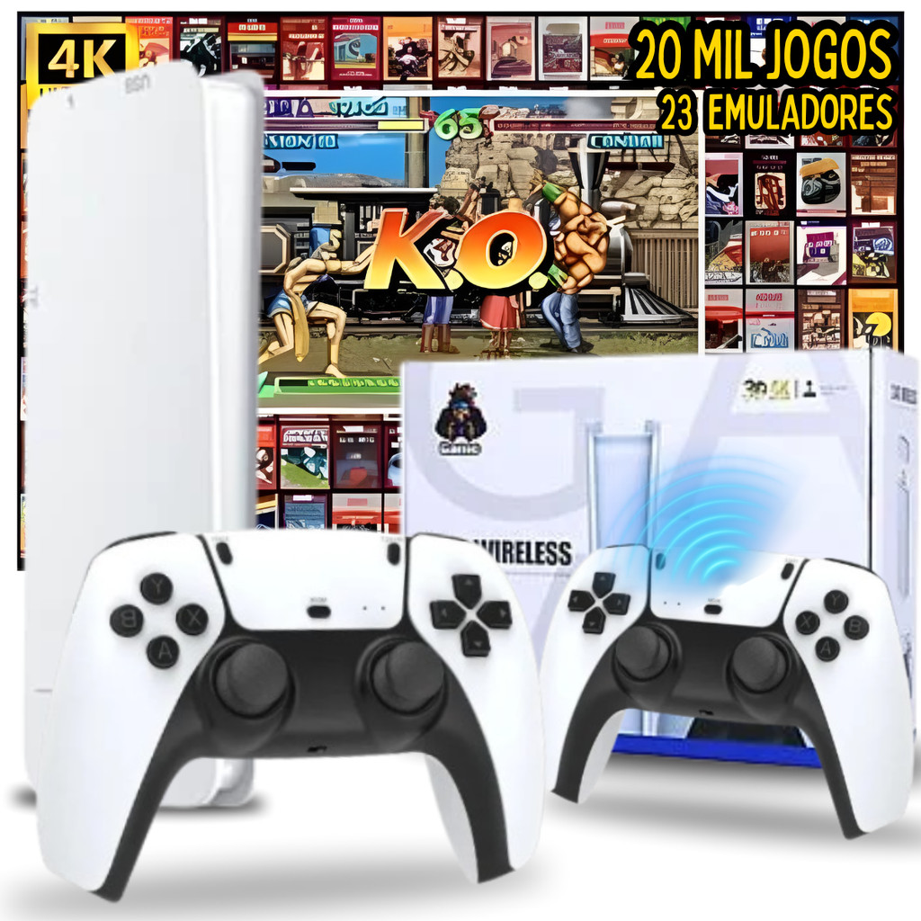 Console Retro Gamestick M15 PRO 4K com 20 Mil Jogos 2 Controles Sem Fio e Suporte HD Lançamento 2024