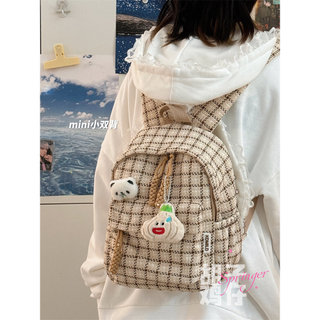 Japonês bonito macio menina xadrez pequena mochila feminina versão coreana Mini mochila menina estudante Casual All-Matc