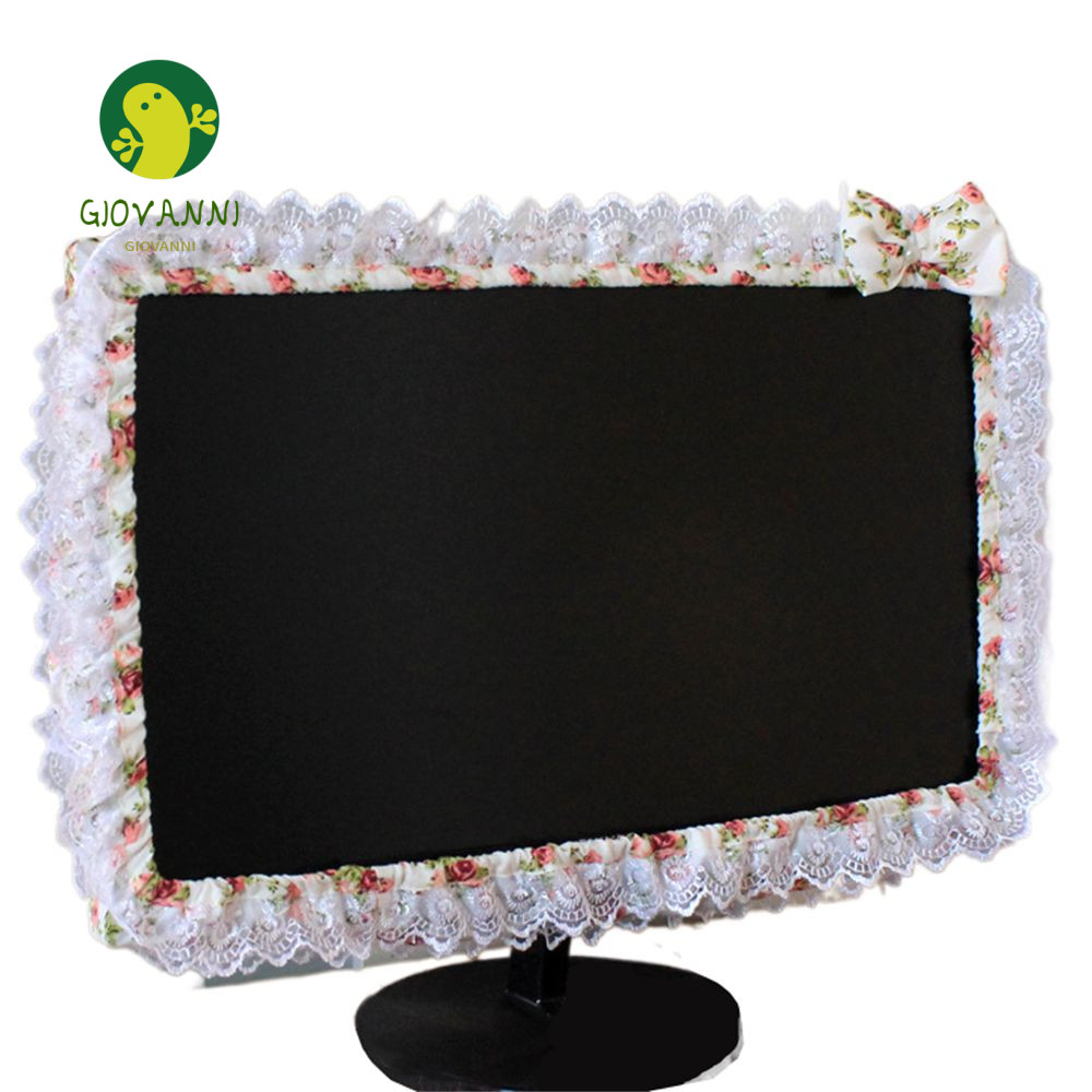 GIOVANNI Capa Para Moldura De Computador , Tecido De Renda , Laço , À Prova De Poeira , Tela De Monitor Fofa , Contra