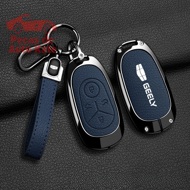 Capa para Chave de Carro Geely EX2 EX2 Pro Geome, Chaveiro EV, Estojo de Couro e Liga de Zinco para Geely 2025-20 FSV3 Q