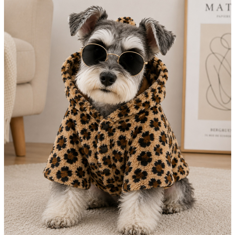 Fantasia de Urso Onça para cães e gatos, ideal para o Halloween, Natal e cosplay com capuz para filhotes