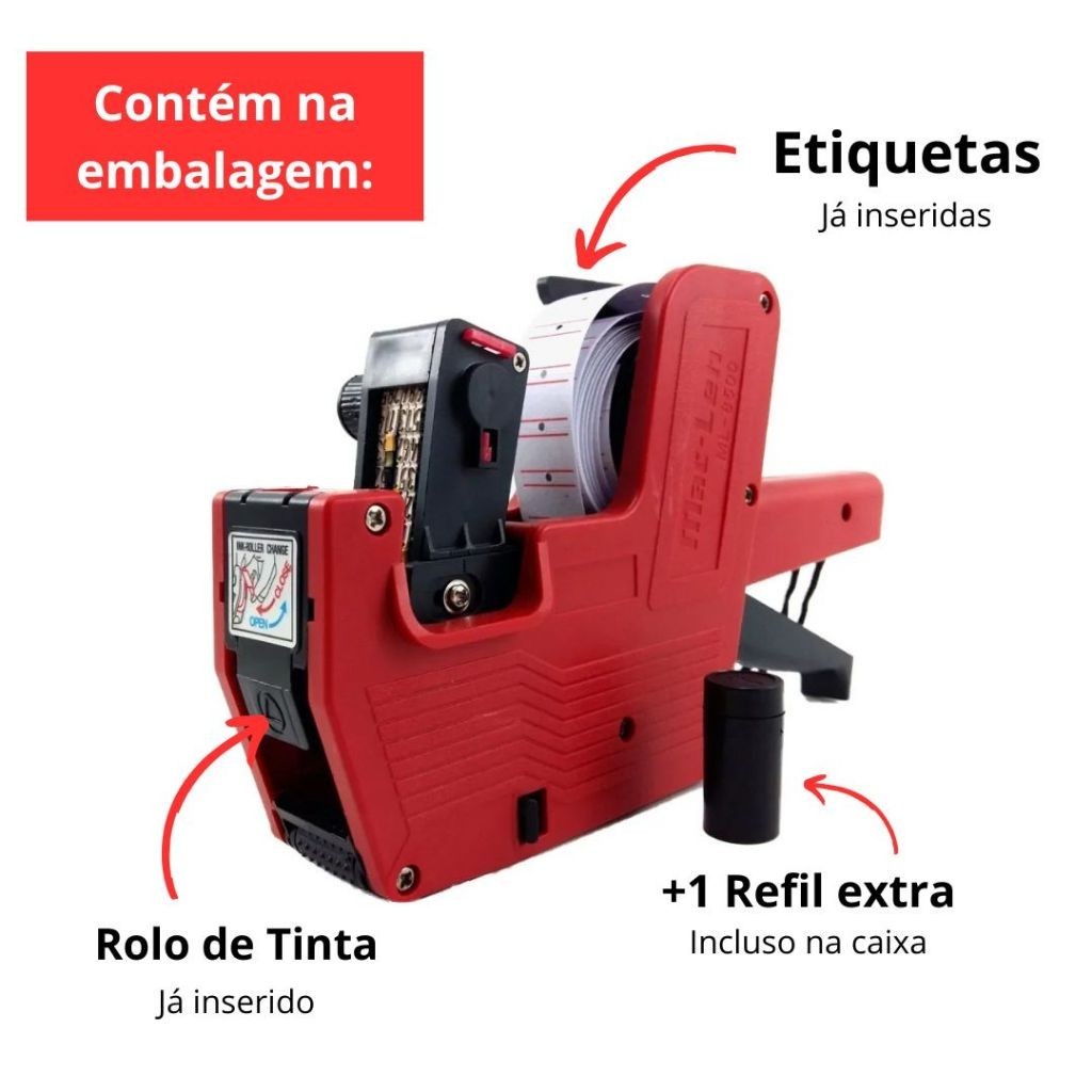 Etiquetadora impressora de etiquetas Manual Rotuladora de Preço 8 Dígitos + Etiquetas + Refil de Tinta economica
