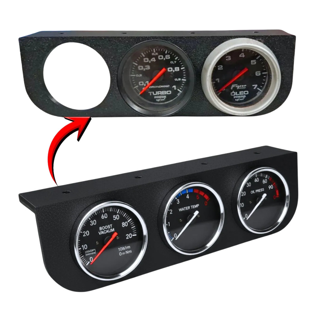 Suporte Duplo Painel Manômetro Automotivo Adaptador Turbo Relógio Velocímetro 52mm Universal Veículo