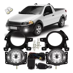 Kit Farol De Milha Neblina Auxiliar Strada 2014 2015 2016 2017 2018 2019 Com Lampadas