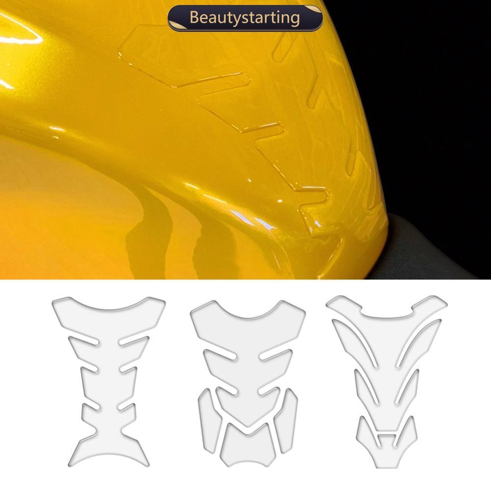 BEAUTYSTARTING Decalque Transparente Para Tanque De Óleo De Motocicleta , Tipo Espinha De Peixe , Emblema Durável À Prov