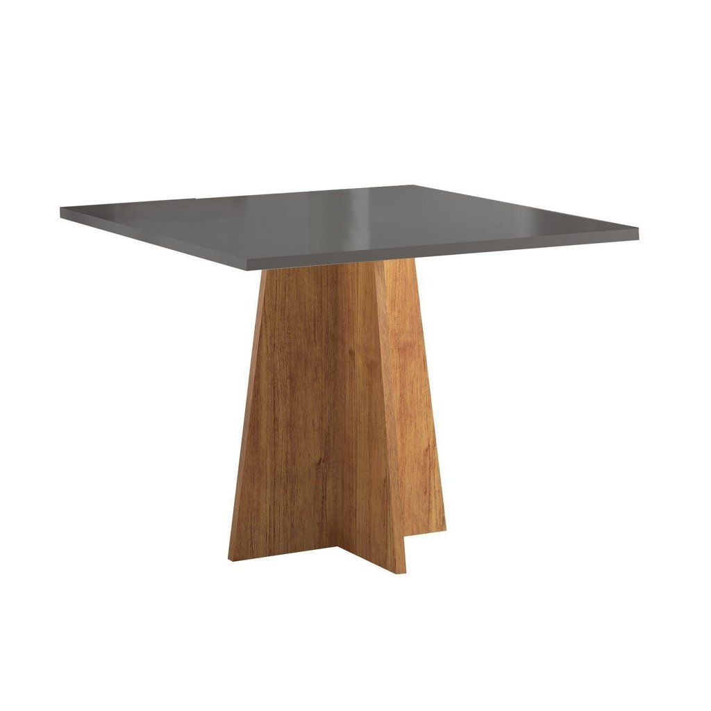 Mesa de Jantar 4 Lugares Quadrada Tampo de MDP sem Vidro Bariloche Cinza/Mel/Brilho
