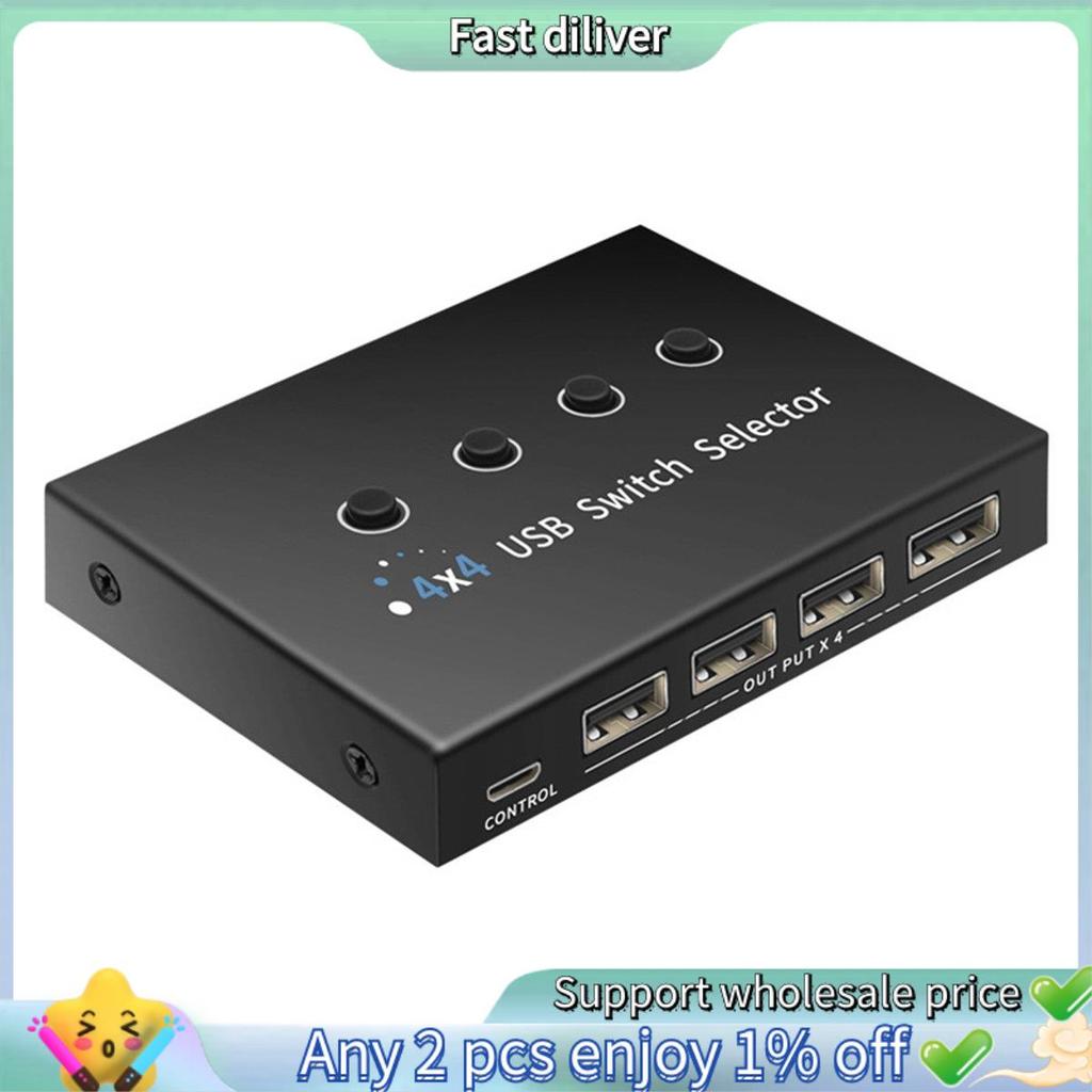 4 Em 4 Saídas KVM USB2.0 Switch Hub Adaptador USB2.0 Impressora Splitter Switcher Para PC Laptop Teclado Mouse Monitor