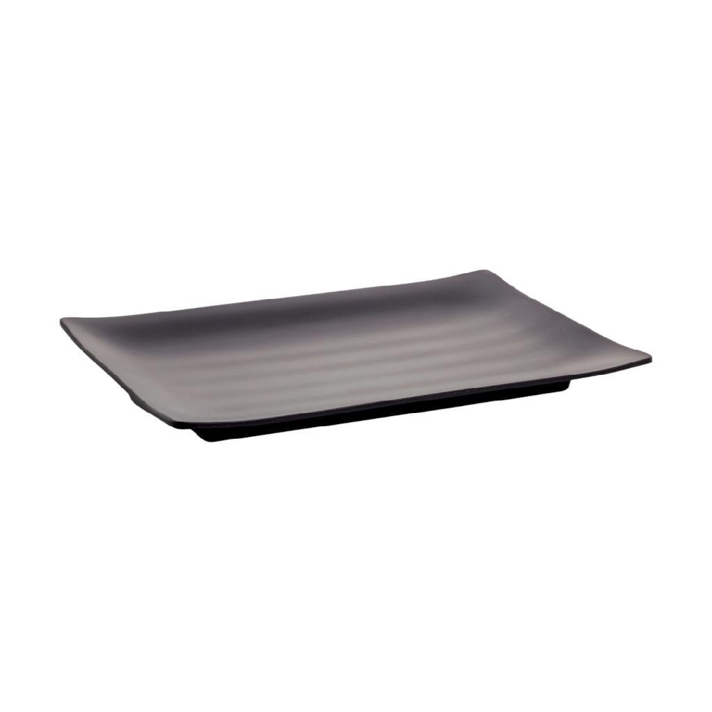 Travessa Retangular Para Sushi E Sashimi Melamina Preta 24,5cm Alta Resistência Oriental