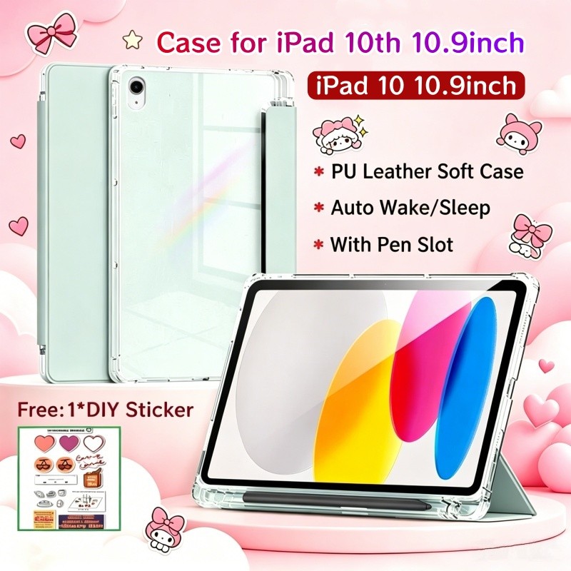 Capa Para iPad 10th 10.9 Polegadas Flip Smart Case Caixa Inteligente Magnética Com Caneta Slot Bloqueio Automático Wake