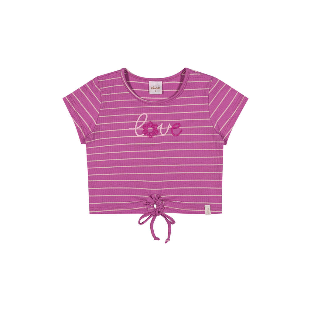 Blusa Infantil Menina Canelada Listrada Elian Rosa