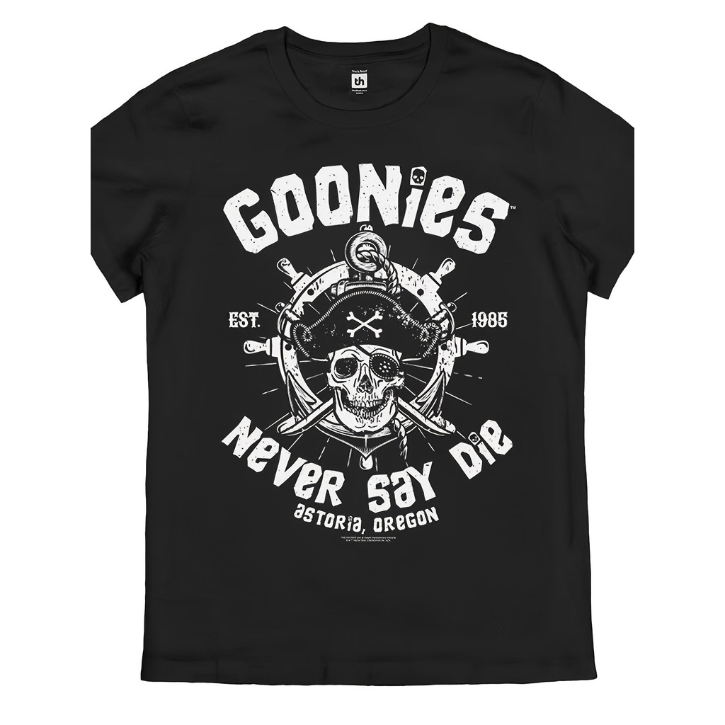 Camiseta Unissex Premium Plus Size Goonies Caveira Ossos 1985 Básica Oversized 100% Algodão Confecção Própria Streetwear