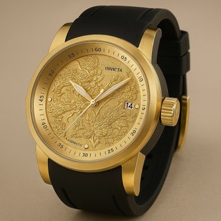 Relógio Dragão Invicta Dourado Pulseira l | Edição Limitada, Automático, Caixa Luxo, Prem…