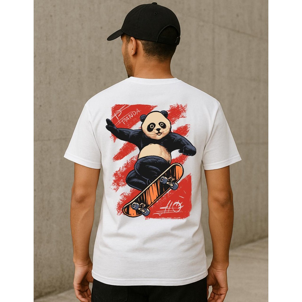 Camiseta Masculina Streetwear Estampa  Urso Panda Skatista Roupa Estilosa Para Dia Dia 100%Algodão
