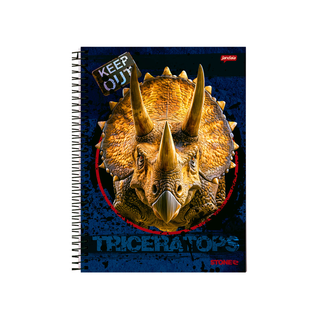 Caderno 01 Matéria Universitário  80 Folhas Stone - Jandaia Capa:Triceratops