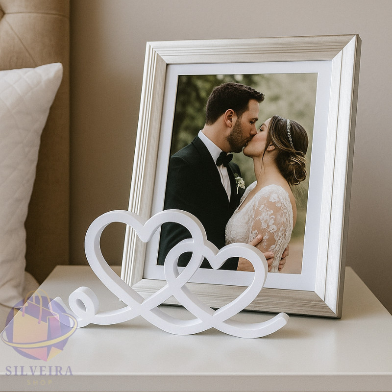 Estatueta Coração Romance 24cm - Decoração Casal Amor Eterno Enfeite para Mesa Quarto Prateleira em Oferta na Shopee