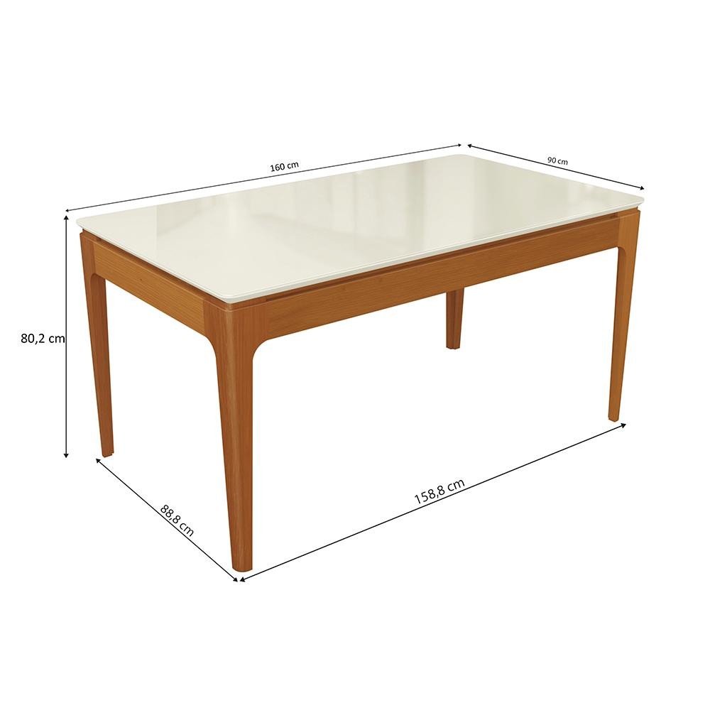 Mesa de Jantar Kappesberg em Madeira Maciça com Tampo de Vidro Off White 160cm · foto 2