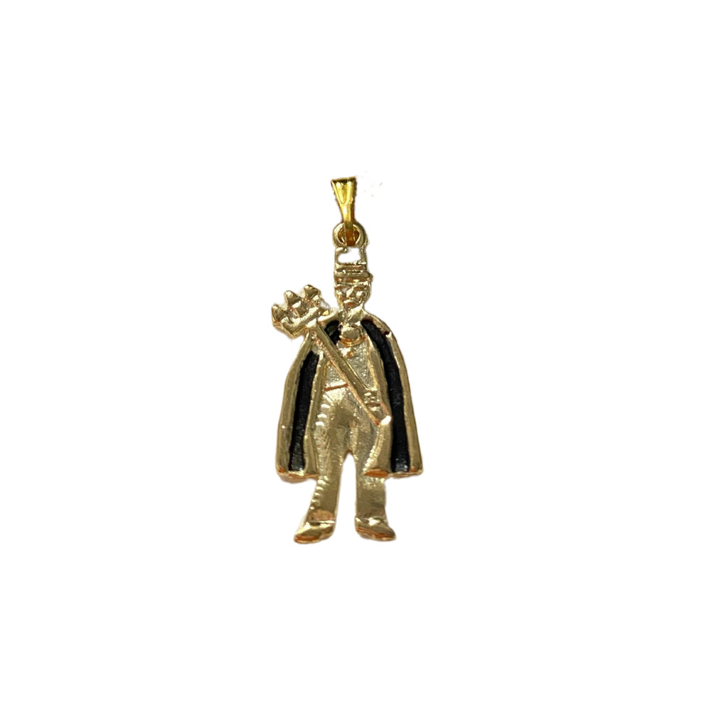 Pingente Exu Capa Preta 3 cm Metal Banhado Dourado