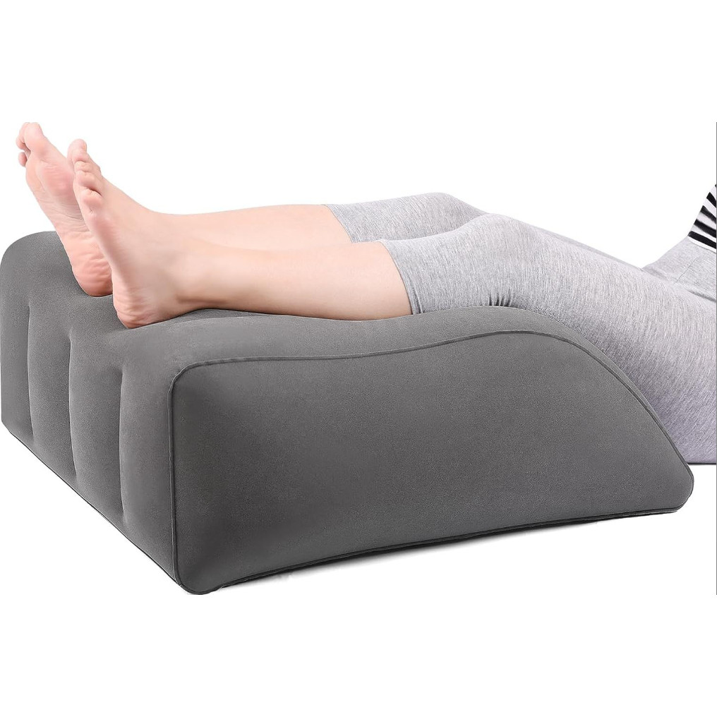 Almofada Inflável Apoio Pés Descanso Pernas Suporte Costas Portátil Viagem Travesseiro Ergonômico cinza
