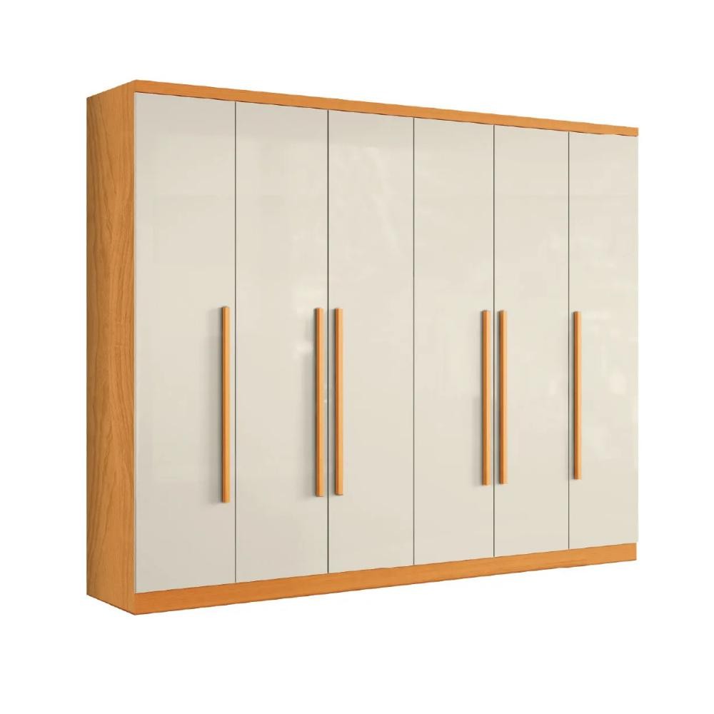 Guarda Roupas Casal 6 Portas 8 Gavetas Canadá Madeirado/Off White Aramóveis em Oferta na Shopee