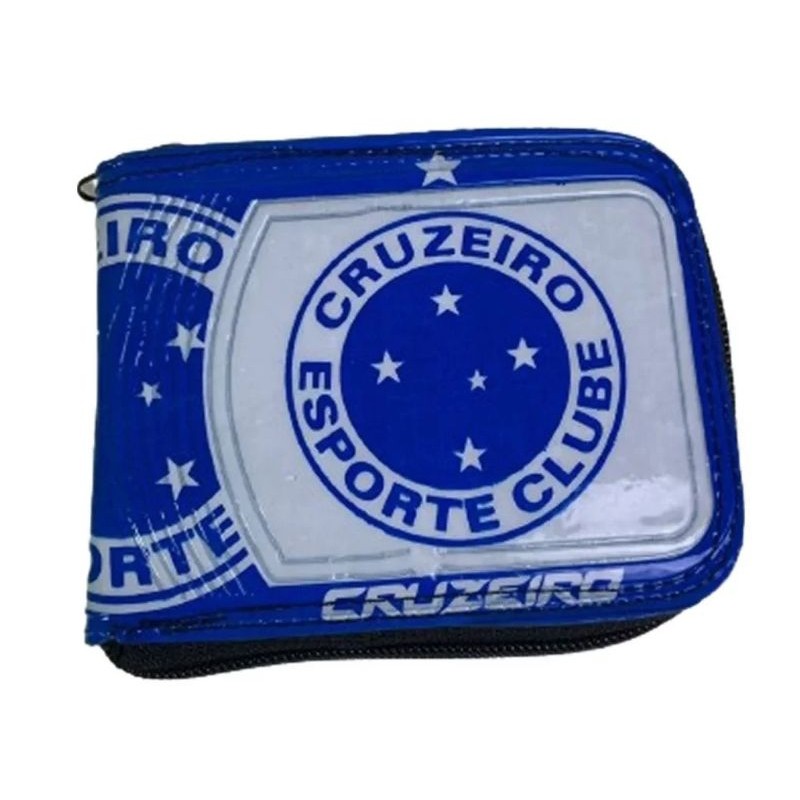 Carteira Masculina do Cruzeiro Time Brasileirão Porta Dinheiro Documentos Moedas Com Zíper