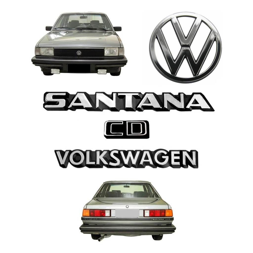 Emblemas Santana Cd Volkswagen + Vw Da Grade - 1984 À 1986