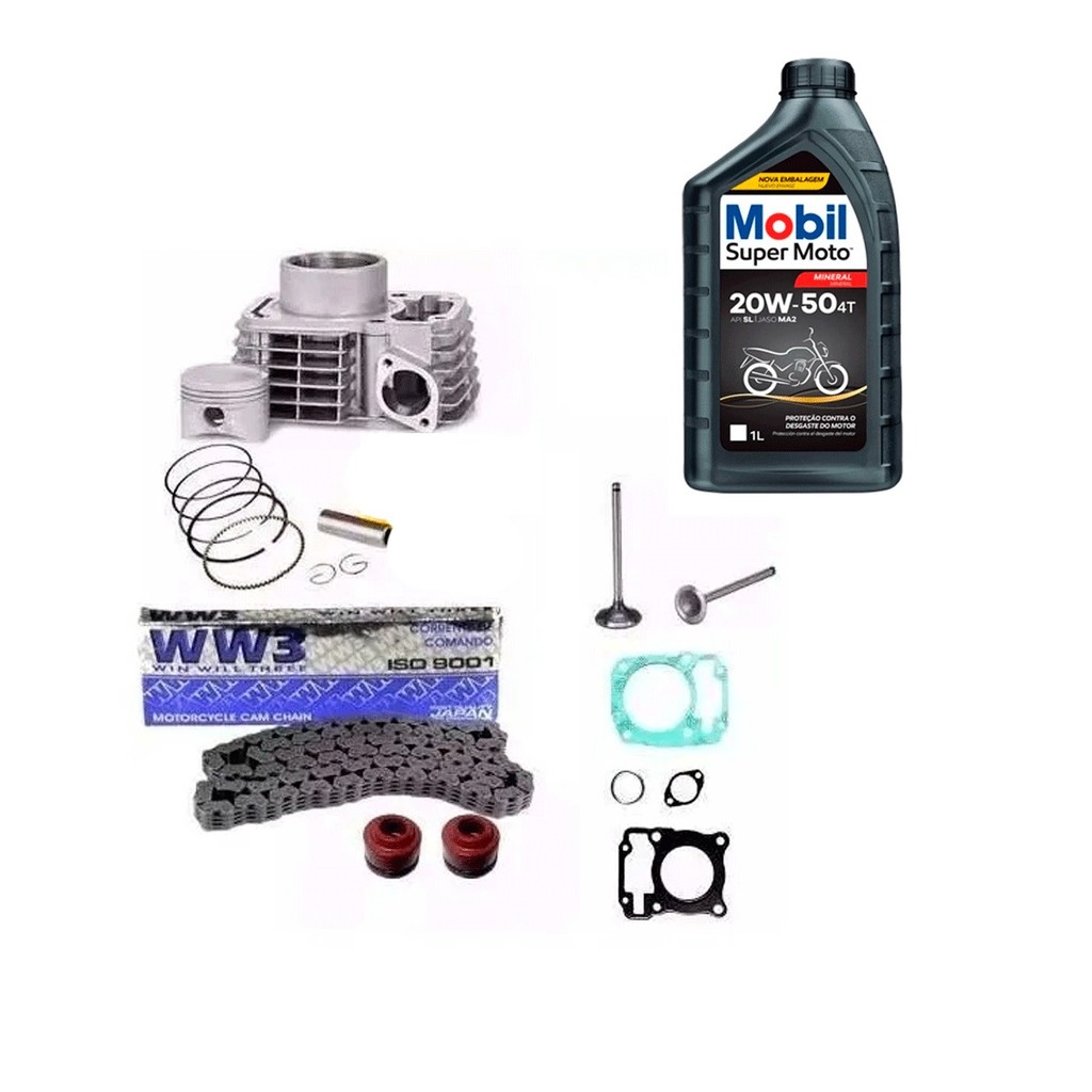 Kit Cilindro Retentor Valvulas Corrente Comando Nxr Bros 150 titan 150 com oleo