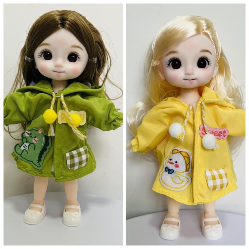 16cm 1/8 Boneca BJD Marrom Olhos Grandes 13 Articulações Móveis DIY Vestir Acessórios E Roupas Brinquedo