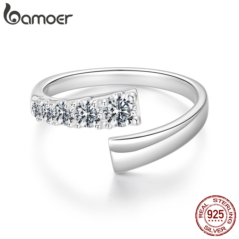 Bamoer Original 925 Anel De Prata Esterlina Moissanite Ajustável Moda Jóias Presente Feminino em Oferta na Shopee