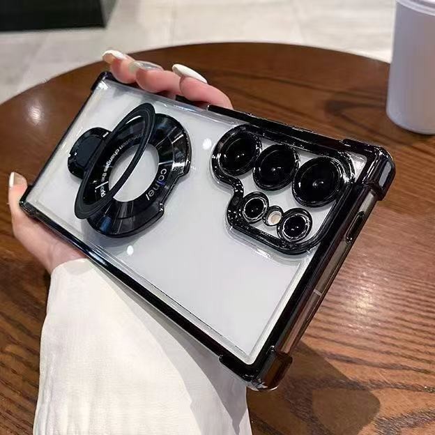 Caso Chapeamento Magnético De Luxo Para Samsung Galaxy S25 S24 S23 S22 S20 FE Suporte À Prova De Choque Transparente Cap em Oferta na Shopee