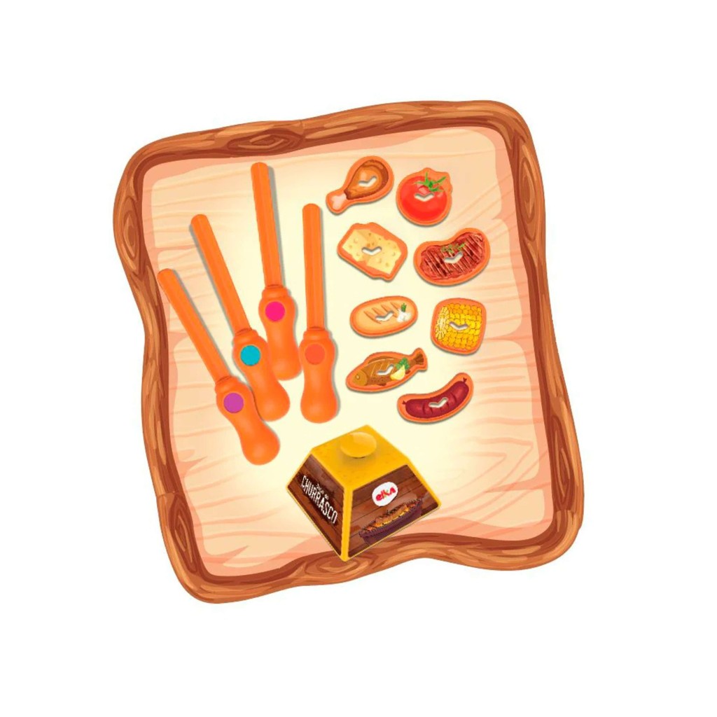 Jogo do Churrasco +5 anos - Espetos, Cartas e Diversão em Família Elka - 1298