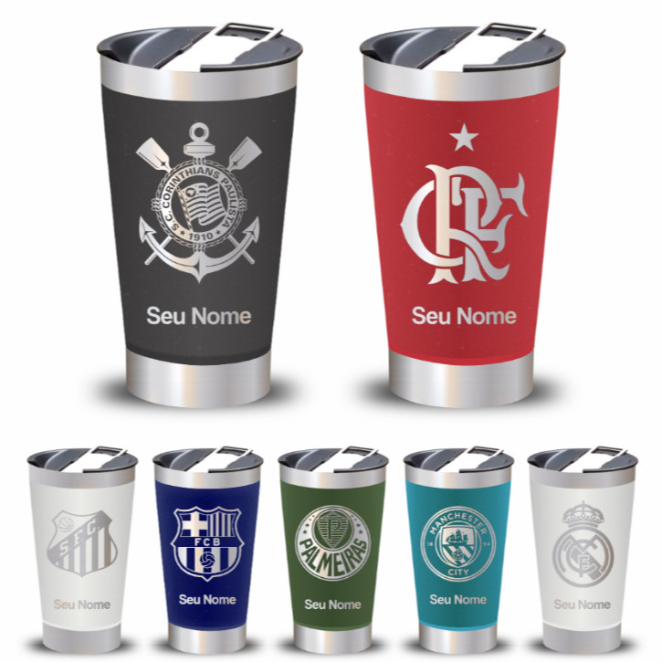 Copo Termico inox Personalizado Time Brasileiros + Seu Nome gravação a laser em Oferta na Shopee